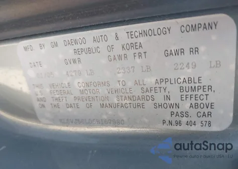 2005 Suzuki Verona Lx/S from USA, damaged, VIN KL5VJ56L05B167980